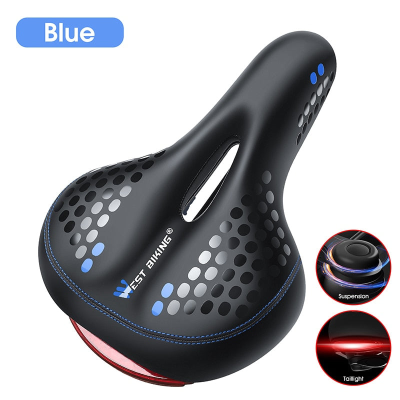 Bicycle Saddle with Tail Light Thicken Widen MTB Bike Saddles 