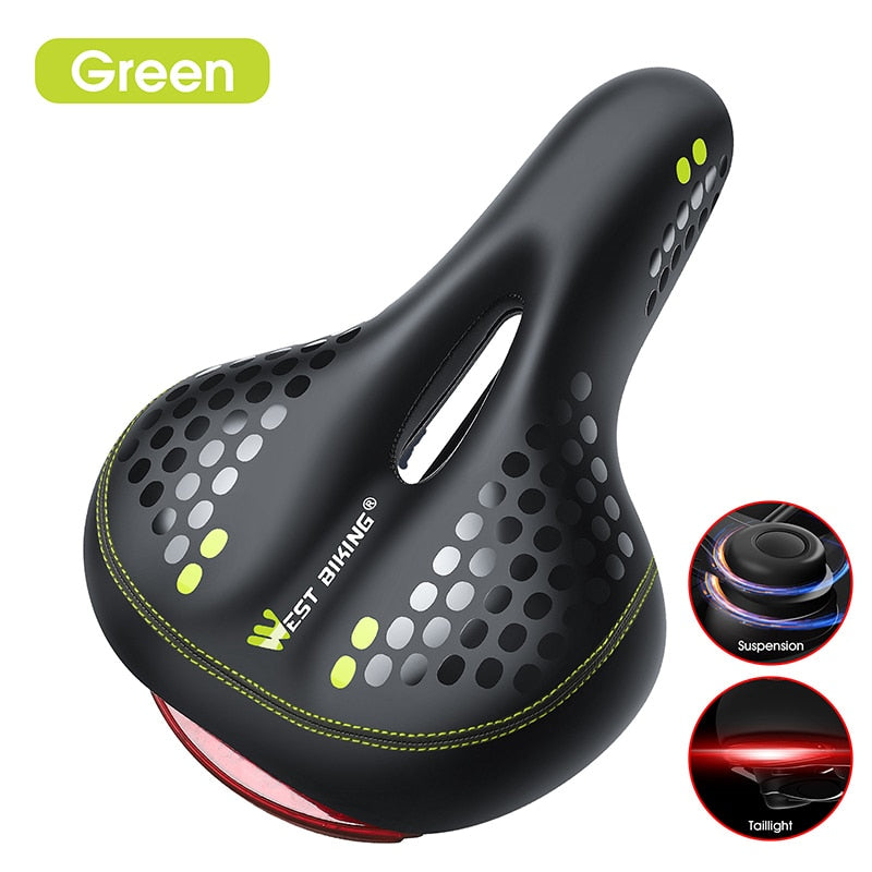 Bicycle Saddle with Tail Light Thicken Widen MTB Bike Saddles