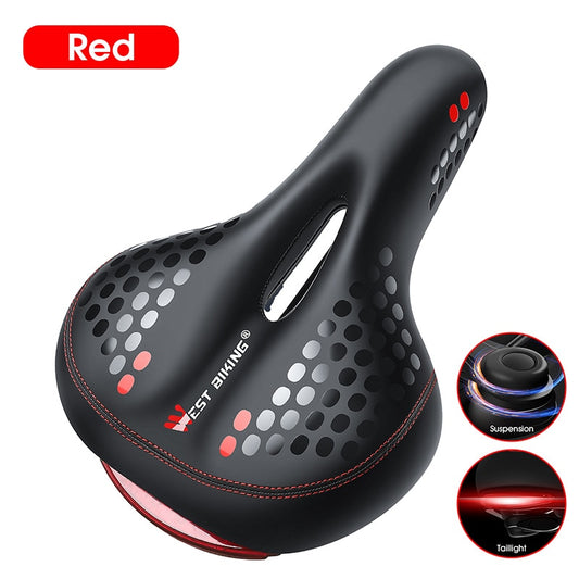 Bicycle Saddle with Tail Light Thicken Widen MTB Bike Saddles