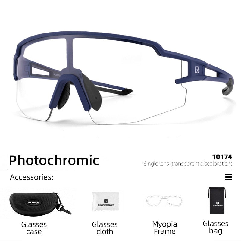 Rockbros-Photochromic Sports Sunglasses for Men Women Cycling UV